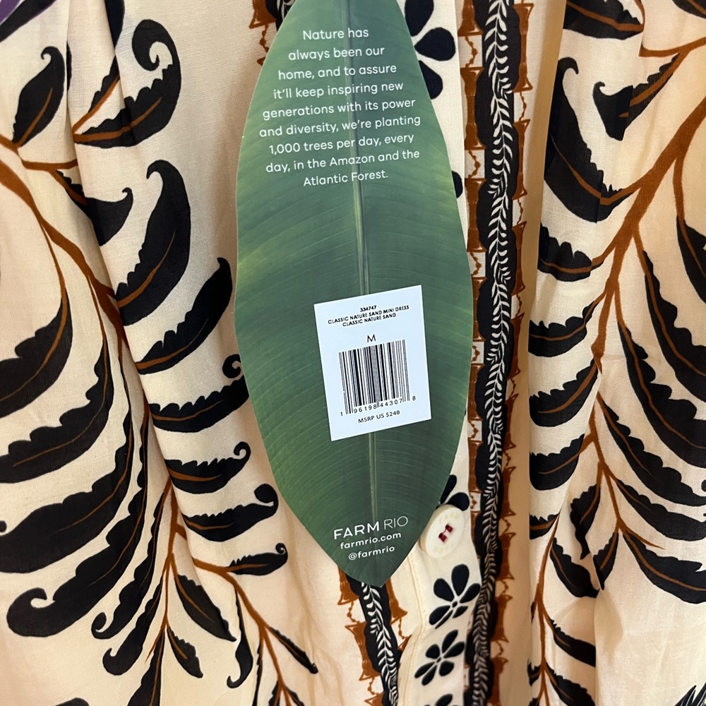 Farm Rio classic nature sand mini dress $248 new with tag - Picture 5 of 8